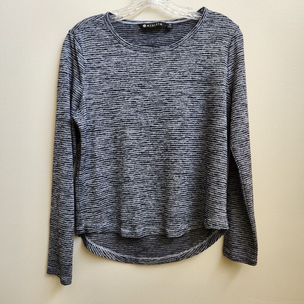 Athleta Top Womens XSmall Black Open Back Cut Out Knit Modal Blend Long Sleeve